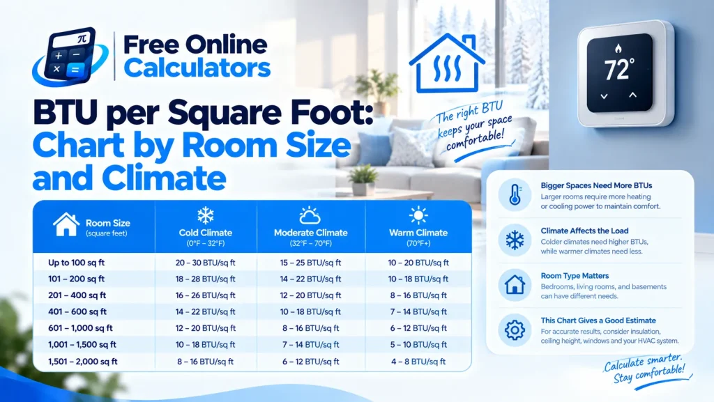 BTU per Square Foot: Chart by Room Size and Climate