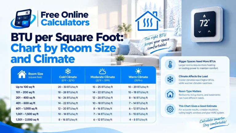BTU per Square Foot: Chart by Room Size and Climate