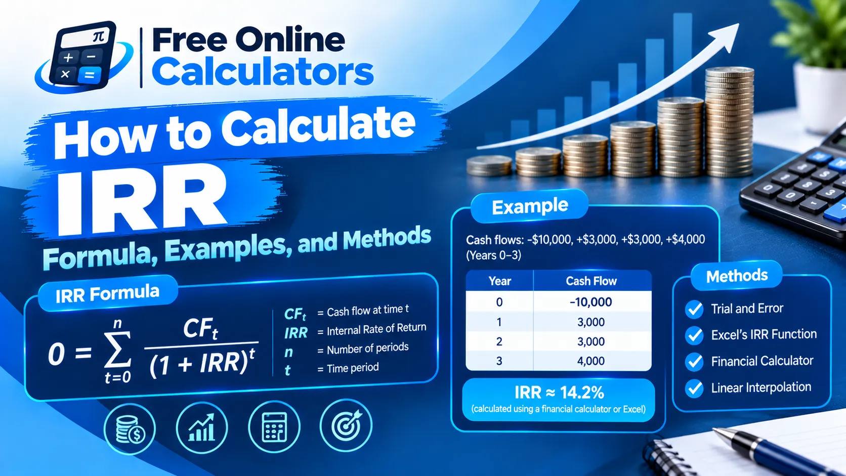 How to Calculate IRR: Formula, Examples, and Methods