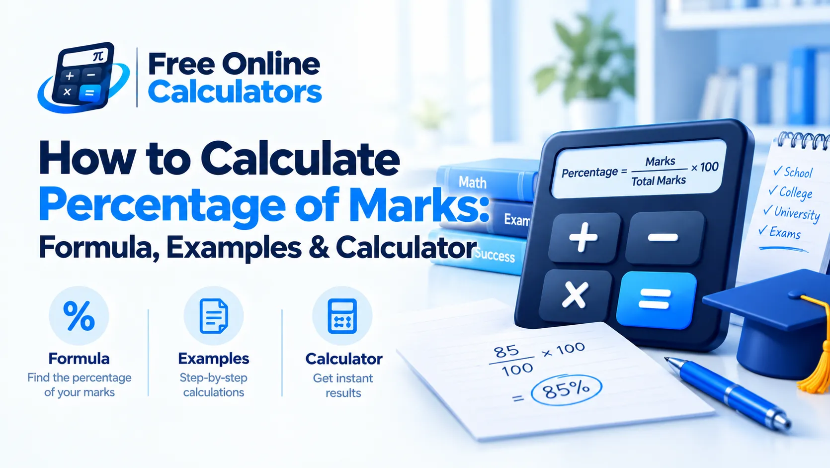 How to Calculate Percentage of Marks: Formula, Examples & Calculator