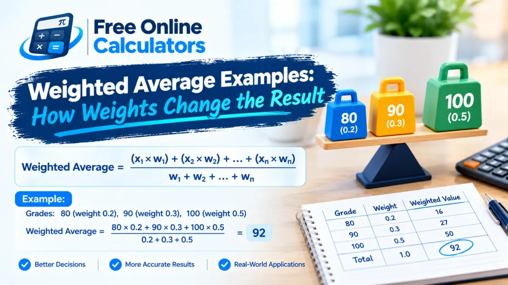 Weighted Average Examples: How Weights Change the Result