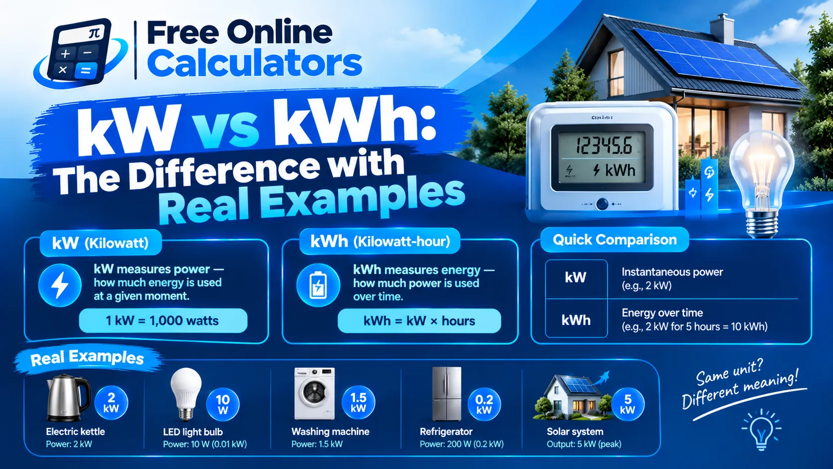 kW vs kWh: The Difference with Real Examples